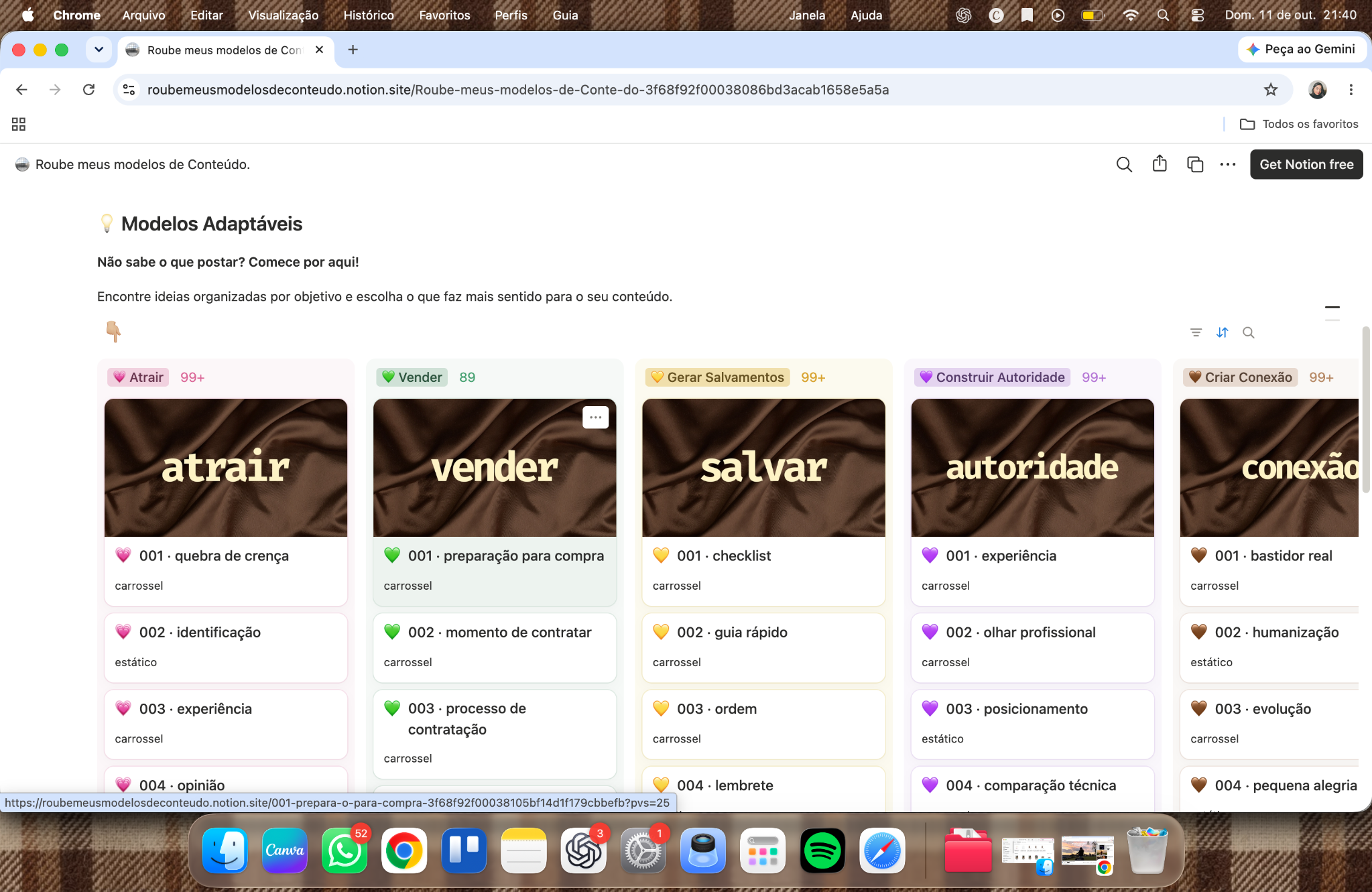 Modelos adaptáveis no Notion, organizados por objetivo