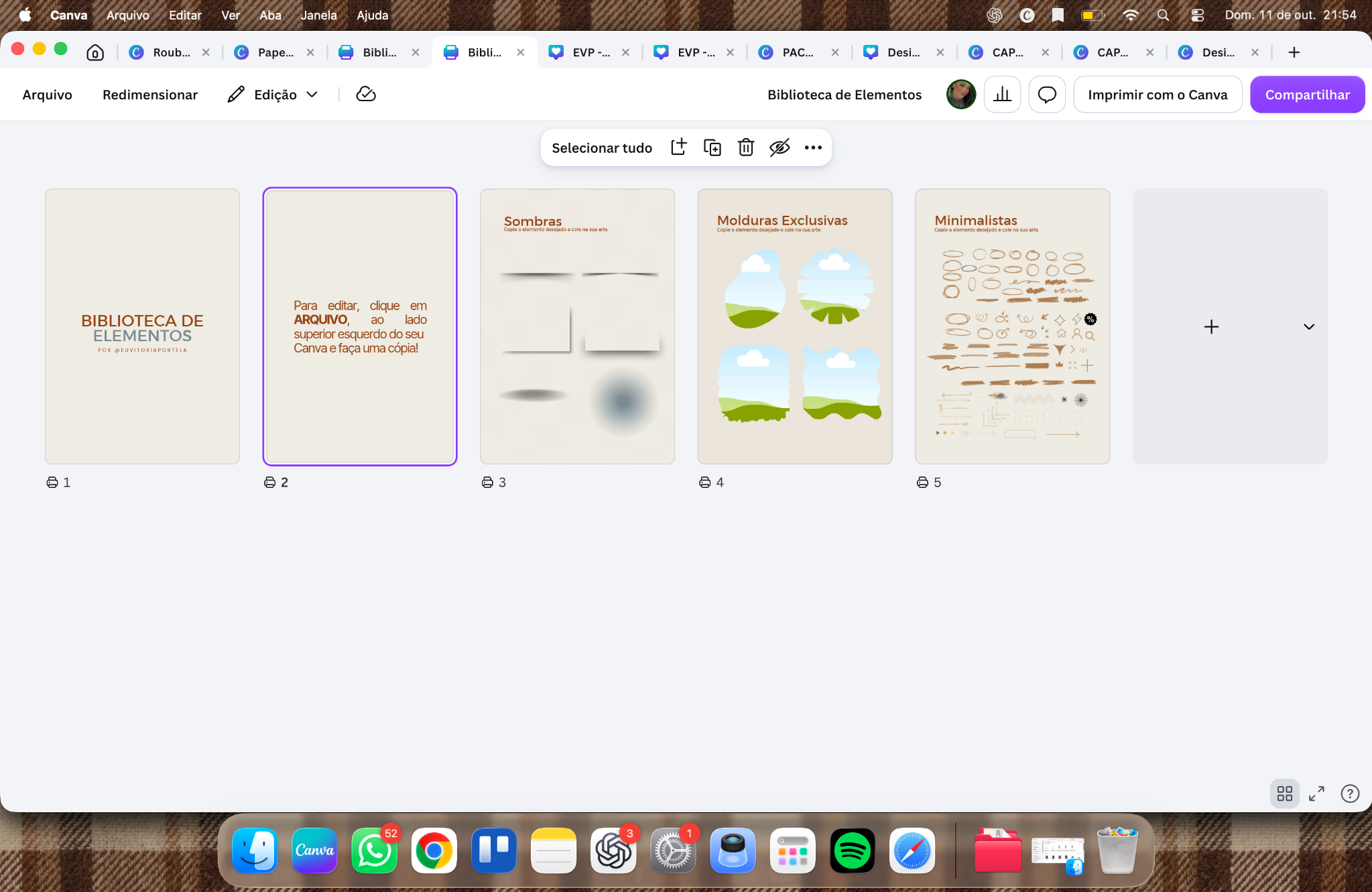 Biblioteca de elementos — screenshot original do Canva
