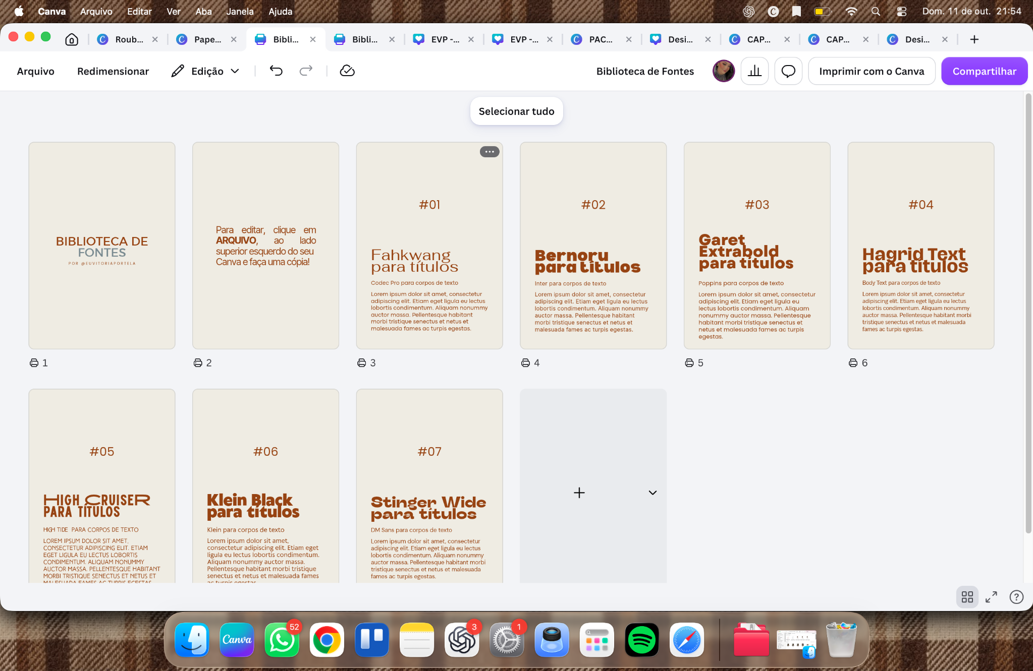 Biblioteca de fontes — screenshot original do Canva